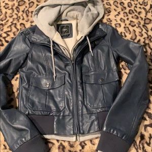 Obey faux leather hooded jacket